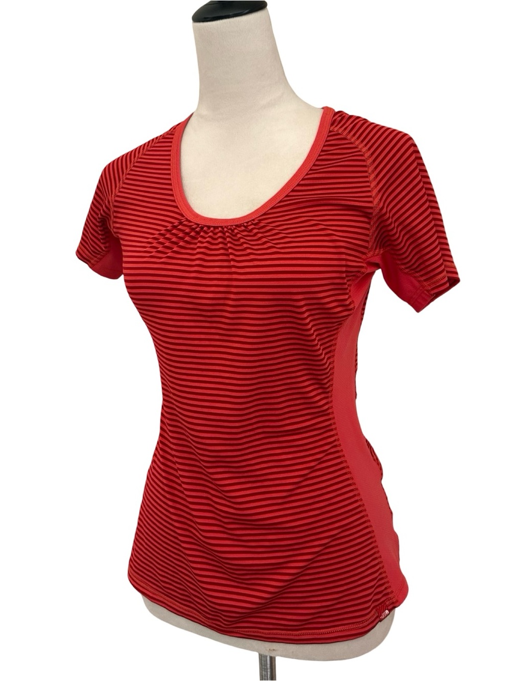 The North Face Red & Black Striped Scoop-Neck Short Sleeve Tee